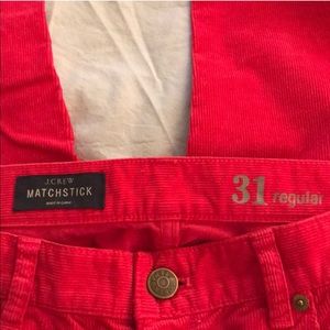 J. Crew red matchstick cords, size 31